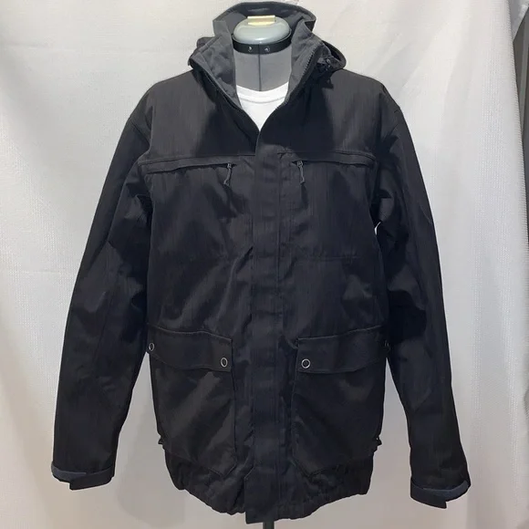 REI Elements Co-Op winter jacket black with removable hood - Picture 2 of 10